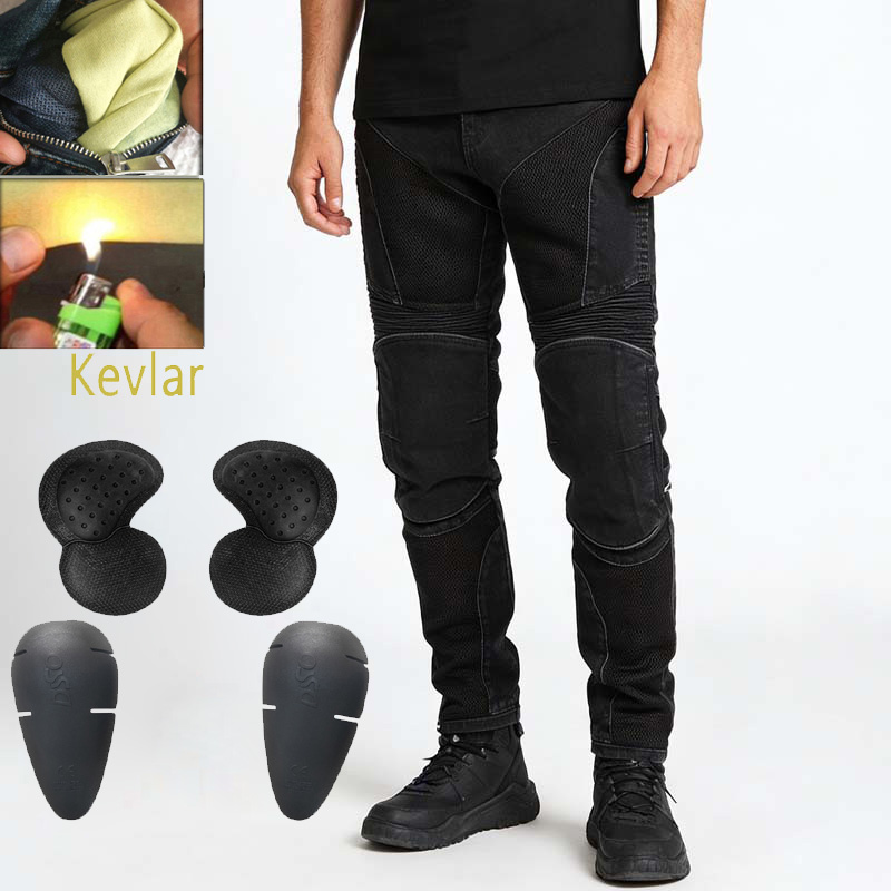 Motorcycle Gear For Summer - Men Summer Kevlar Motorcycle Jeans Abrasion