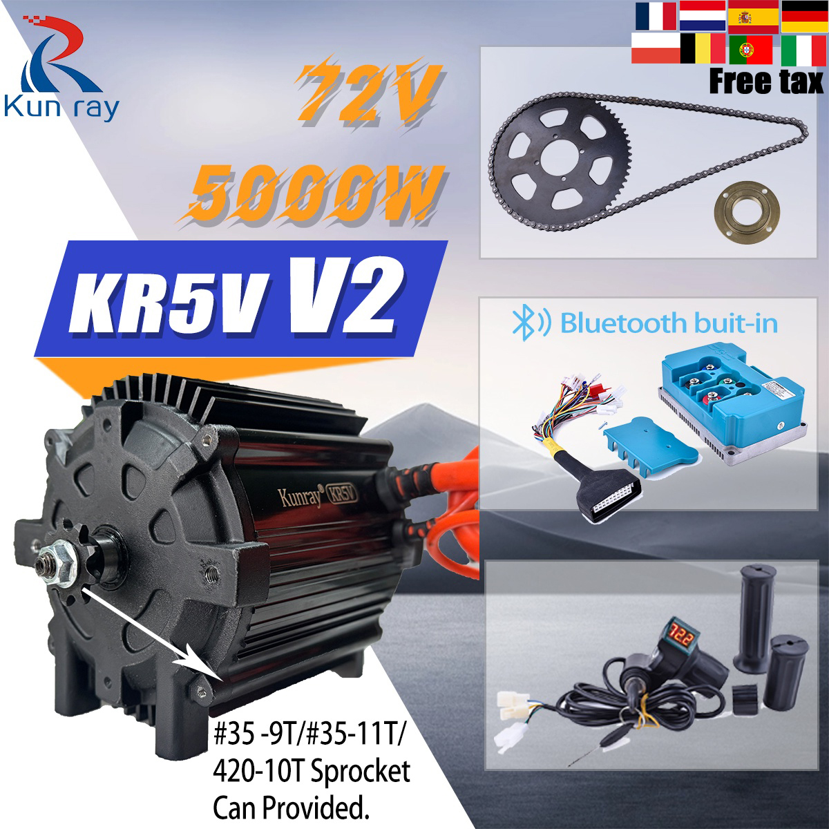 Gear Set Motorcycle - Kunray KR5V V2 72V 5000W Electric