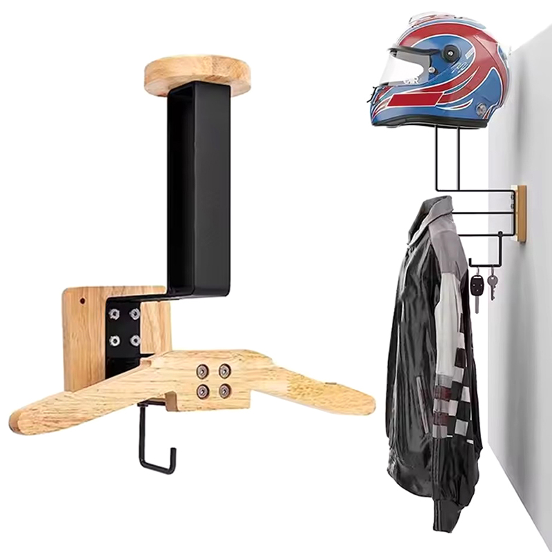 Black Walnut Helmet Holder - 2 - Motorcycle Gear Holder ulasan dan harga