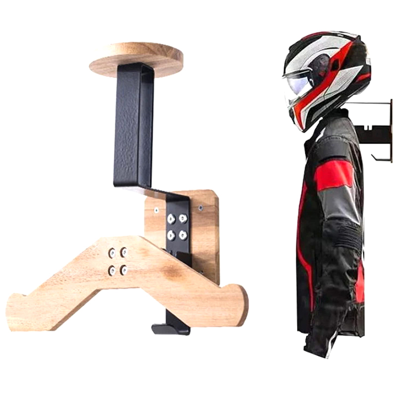 Black Walnut Helmet Holder - 2 - Motorcycle Gear Holder ulasan dan harga