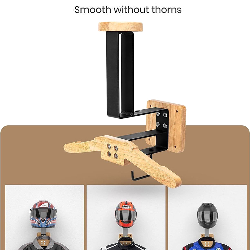 Black Walnut Helmet Holder - 2 - Motorcycle Gear Holder ulasan dan harga