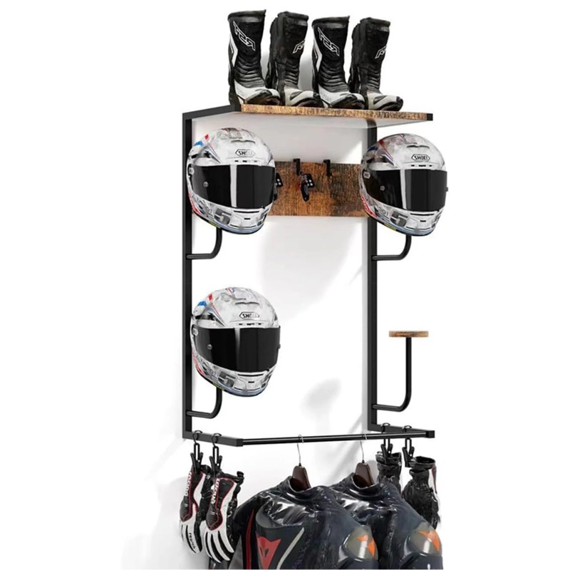 Wood Color Motorcycle Helmet W - Motorcycle Gear Display Rack ulasan dan harga