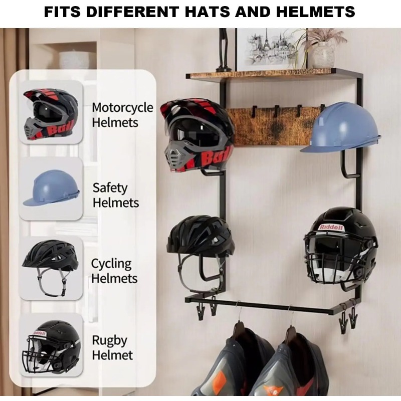 Wood Color Motorcycle Helmet W - Motorcycle Gear Display Rack ulasan dan harga