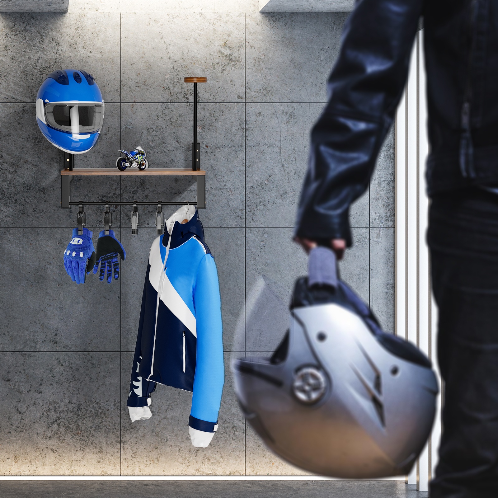 A Sturdy Wooden Display Rack f - Motorcycle Gear Display Rack ulasan dan harga