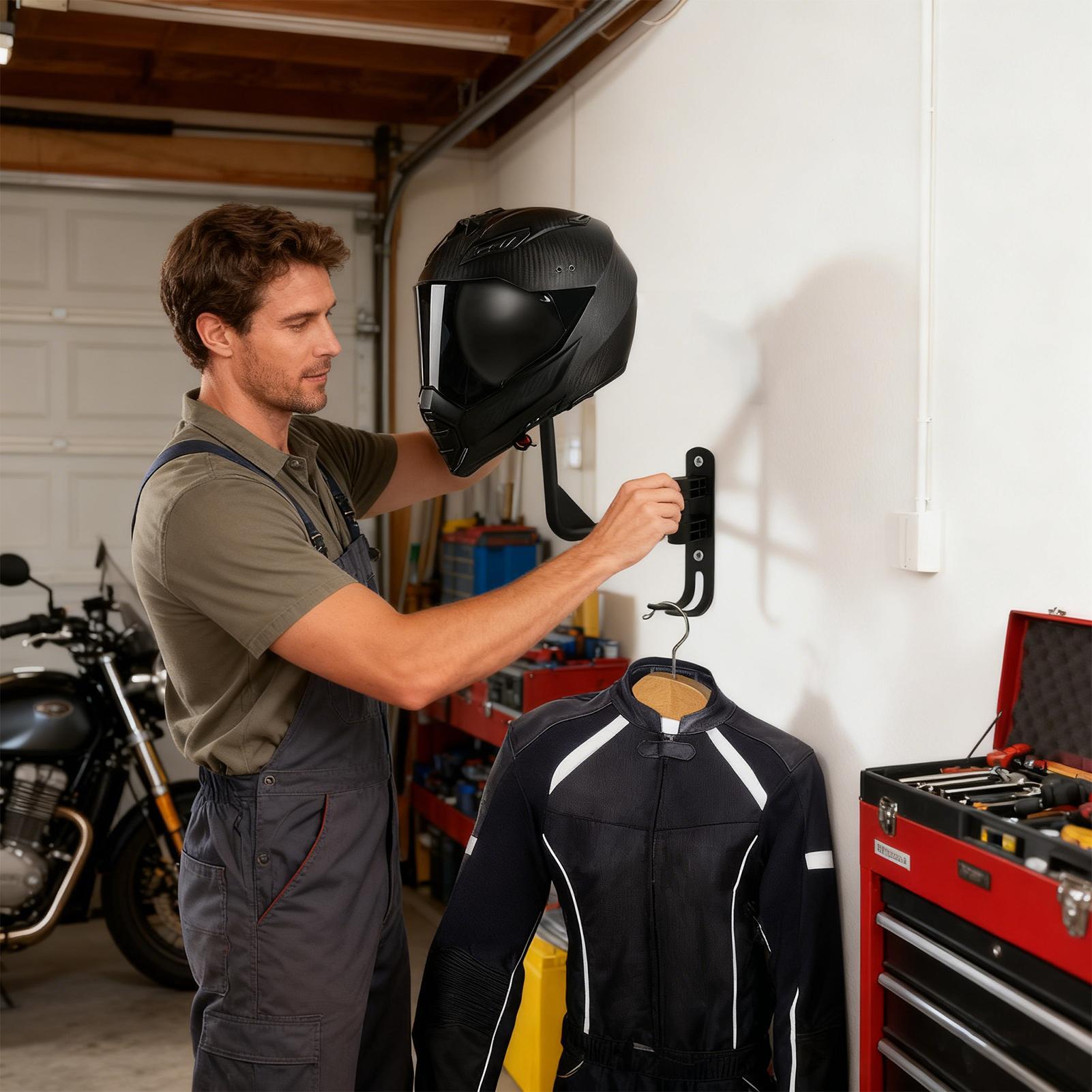 Helmet Organizer Wall Mounted  - Motorcycle Gear Display Rack ulasan dan harga